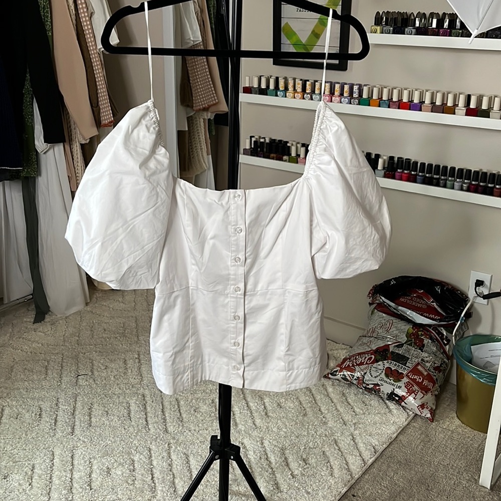 Linen cotton puff sleeve